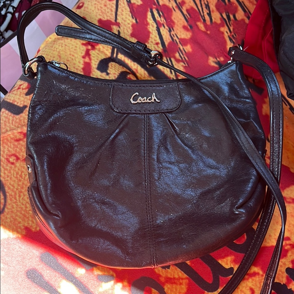 Coach Dark black Leather Shoulder Bag